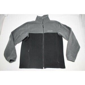 Columbia Fleece Jacket Gray / Black Full Zip Sweater Long Sleeve Mens Size Large